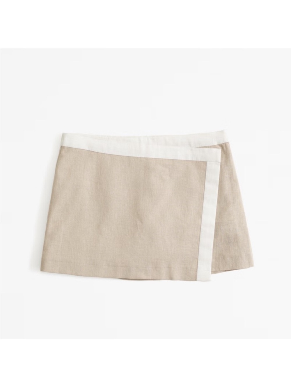 A&F Beige Linen-Cotton Clean Old Money Elevated Coastal Chic Wrap Mini Skort M